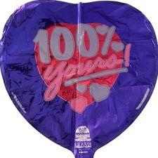 100% Yours mylar balloon 17.5 inches anagram Jody‘s balloon 1993 Vintage Purple