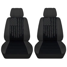Front Seat Covers Fits 2006, 2007, 2008 Dodge Ram Black Charcoal Tattered Flag