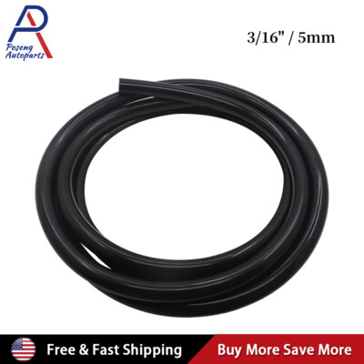 Silicone Vacuum Tubing Hose Line 5mm 3/16 inch 5FT 130PSI Max Pressure Black
