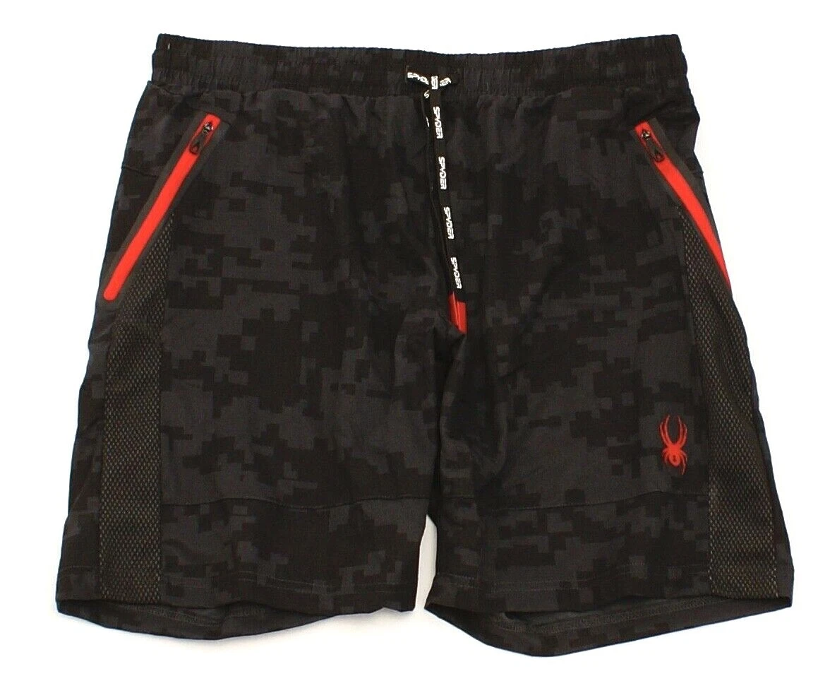Spyder Active ProWeb Black Pattern Stretch Athletic Shorts Men's M NWT
