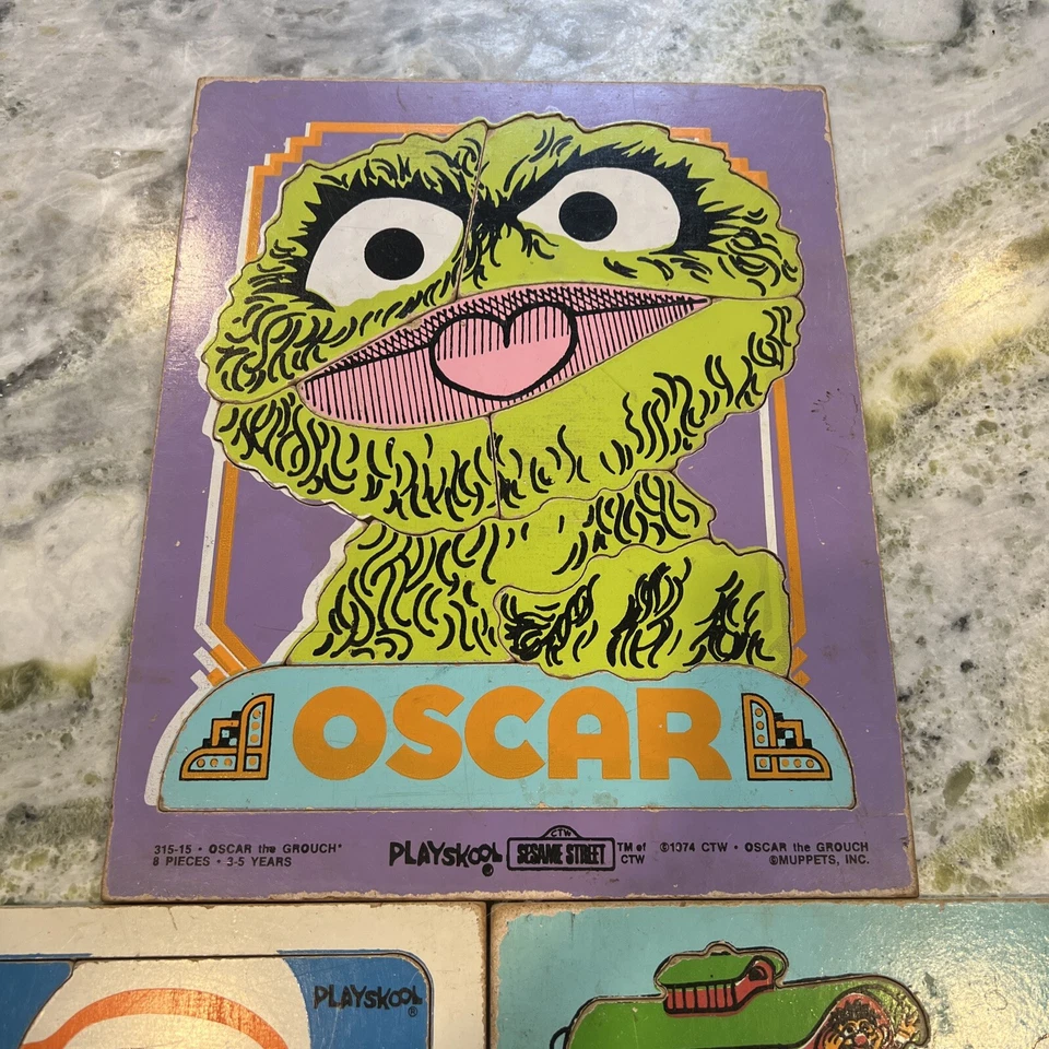 Juego de 5 rompecabezas vintage 1974 Palyskool Seame Street Oscar Big Bird Cookie EE. UU. Foto 2 de 4