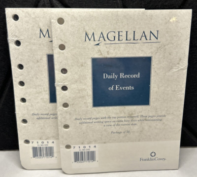 Franklin Covey Magellan Daily Record of Events 71014 Set of 2 (100 Pages)