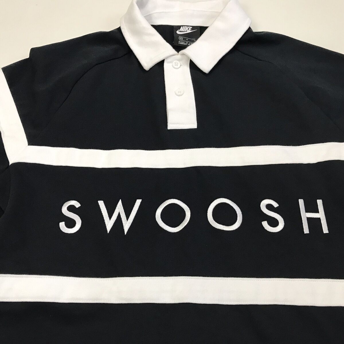 Nike Swoosh Men Rugby Shirt Long Sleeve Black/White CV0169 Nike Swoosh Men Rugby Shirt Long Sleeve Black/White CV0169