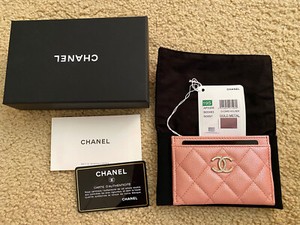 chanel pink card holder