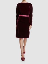 $3980 GUCCI Women's Purple Boat-Neck Velvet Drawstring Dress Size US 4/EU 40