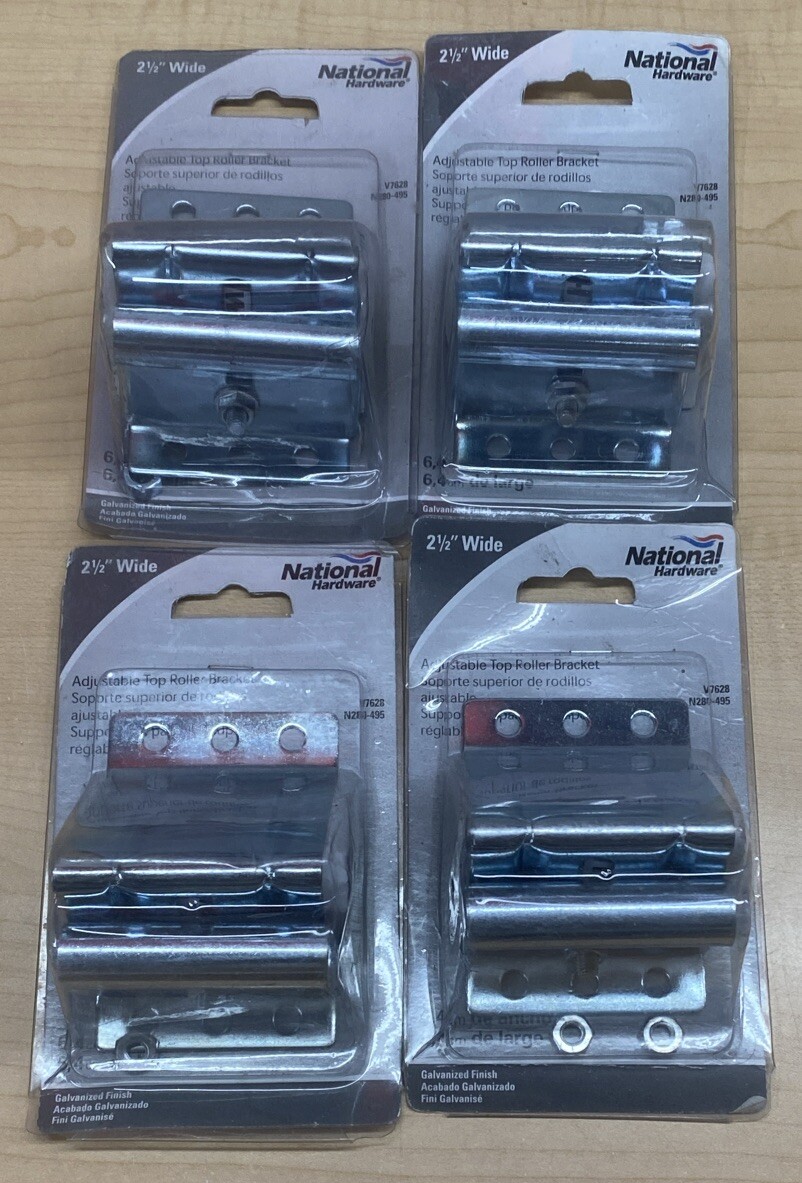 (4) National Hardware N280-495 V7628 Adjustable Top Roller Galvanized Bracket