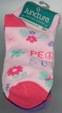 3 Pairs Women's Juncture Novelty Crew Socks Flowers Fits Shoes 5-9 Pink Colorful