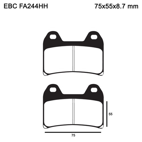 EBC FA244HH Sintered Brake Pads for KTM 640 LC4 Duke II 99-02 - Picture 2 of 5