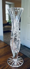Vintage BOHEMIA CRYSTAL-CRYSTALEX Hand- Cut Original Czech Crystal Vase 9.75”