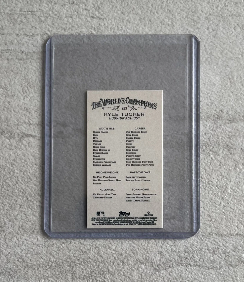 2021 Topps Allen & Ginter KYLE TUCKER Black Border Mini Houston Astro #223 - Image 2 of 2