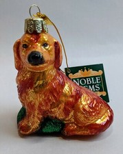 Orange Lab Golden Retriever Dog Glass Christmas Ornament C4499