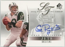 Chad Pennington 2003 UD SP Authentic Sign Of The Times #CP /141 29523