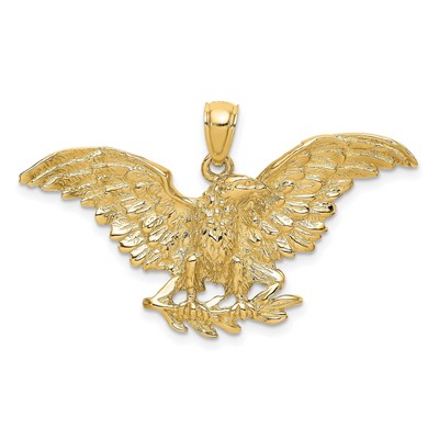 Eagle Wings Spread Charm In Real 14k Yellow Gold