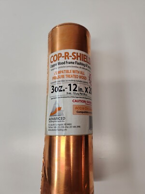 COP - P - Shield PC 3oz 12 Inch By 20 Foot Copper Flashing 