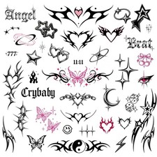 Pixel Hearts Cute Y2K Temporary Tattoos  Realistic Waterproof Fake Tats