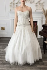 David Tutera for Mon Cheri White Strapless Sweetheart Tulle Wedding Dress sz 26W