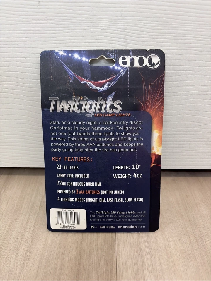 Luzes de acampamento ENO Eagle Nest Outfitters Twilights NOVO 10 pés com 4 modos 3 AAA - Imagem 2 de 2