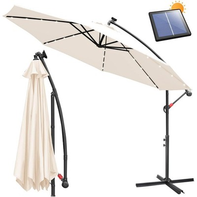 Luxuriöser Ampelschirm 300/350 cm für Terrasse - Mit Solar-LED und UV-Schutz 50+