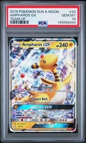 POKEMON AMPHAROS GX 2019 SUN & MOON TEAM UP #43 PSA 10