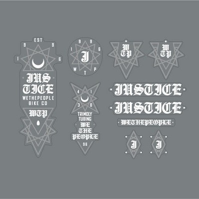 We the People - Justice cresent Moon Silver & white decal set - Old School BMX