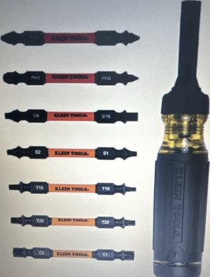 Klein Tools Multi-Bit Screwdriver Set, Double-Ended Torsion Zone Bits, 8pc