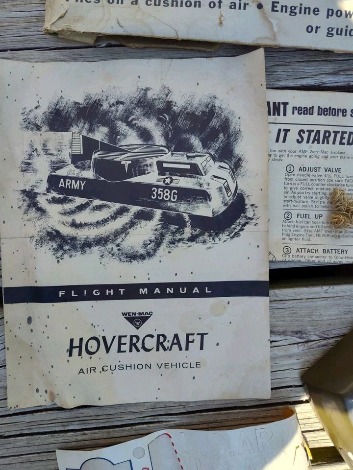 AMF WEN-MAC U.S. ARMY HOVERCRAFT .049 POWERED TETHER TOY 1960s, vtg W/ Manual - Image 4 of 4