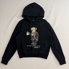 Polo Ralph Lauren Youth Teen Medium Cocoa Bear Black Sweatshirt Hoodie