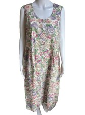 VTG Storybook Heirlooms Pinafore Dress Womens M Floral Prairie Cottagecore Midi