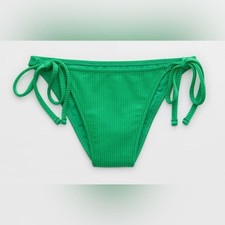 NWT Aerie Shine Rib Cheekiest Tie Bikini Bottom in Mission Kelly Green - Size S