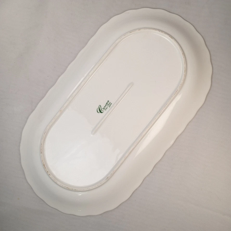 Corona Fine China Oblonga Floral Repl. Bandeja para servir sándwiches 12x7" de colección Foto 3 de 4