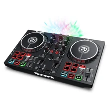 Party Mix DJ Controller with Lights, 2 Decks, Mixer, Audio Interface