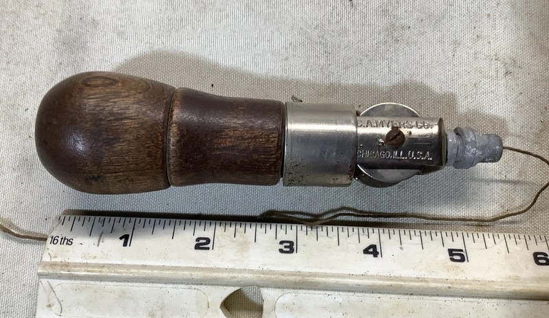 Vtg C.A. Myers Co Sewing Awl Tool w/ Attachments Chicago IL USA Made Awl For All