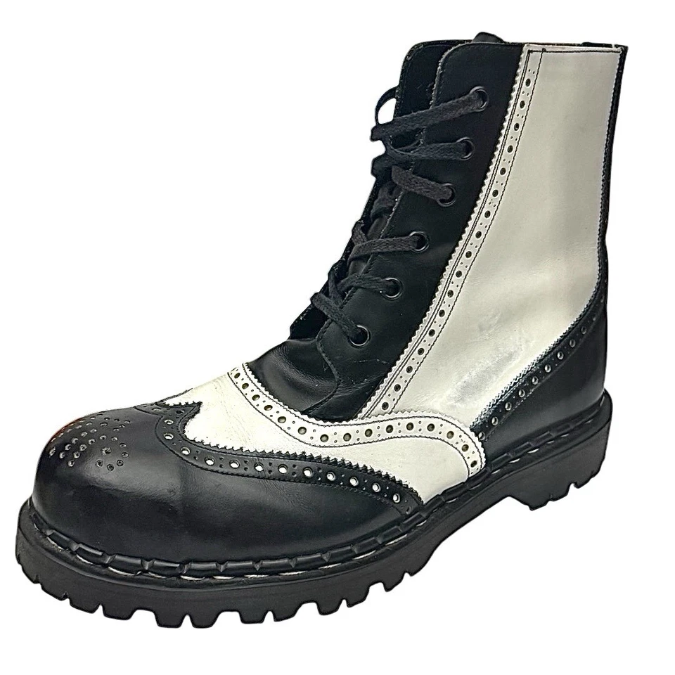 Botas de cuero con punta de ala Gripfast negras blancas para hombre UK9 US10 de colección hechas en Inglaterra Foto 2 de 4