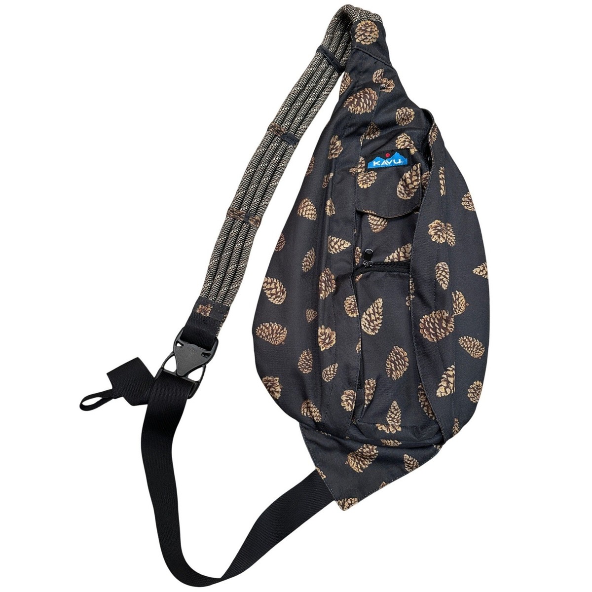 Kavu Rope Sling Bag Black Brown Pinecone Adjustable  display picture 2
