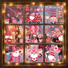 Valentines Day Window Clings Decorations Double Sided Hearts Gnomes