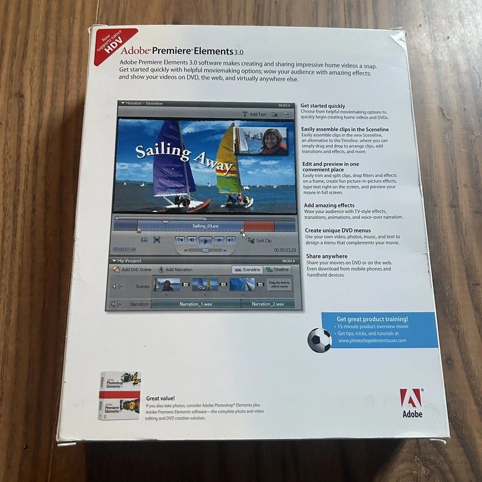 Adobe Premiere Elements 3.0 Boxed With Disk & Unopened Manual - Image 2 of 4
