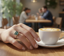 Dazzling 3.45 Ct Blue Diamond Ring- Amazing Luster  Bling, Tariffs FREE