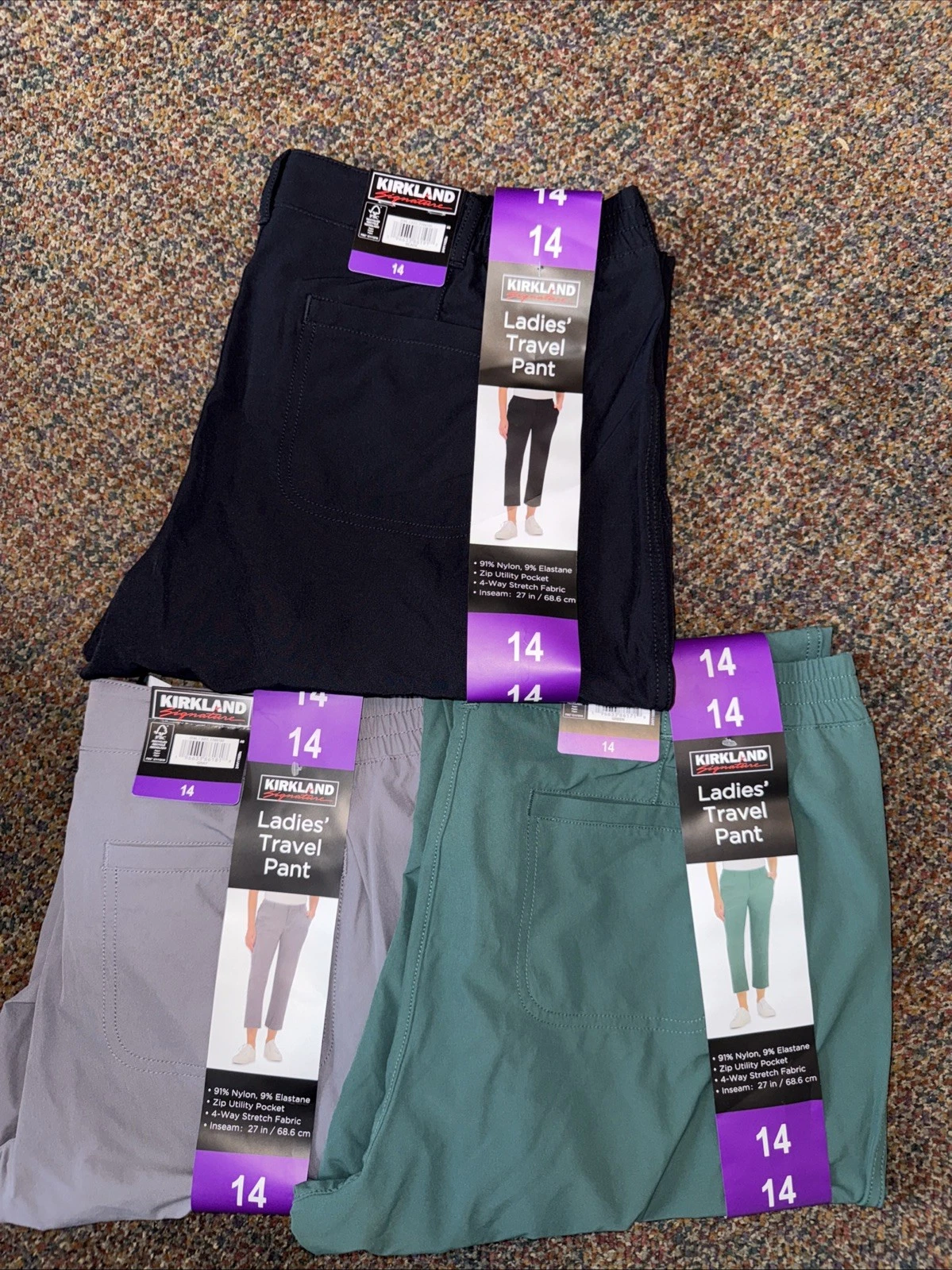 Kirkland Signature Women's Ankle Travel Pant, Black,Green,GRAY 7789780 VARIOUS