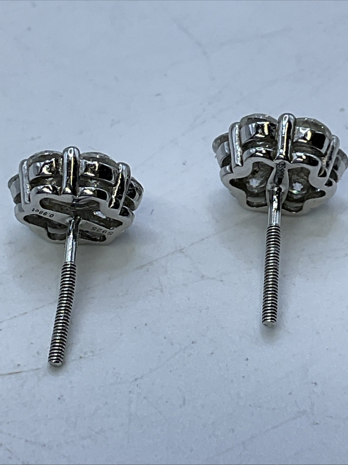 STUD Earrings Solid 925 Sterling Silver White Moi… - image 14