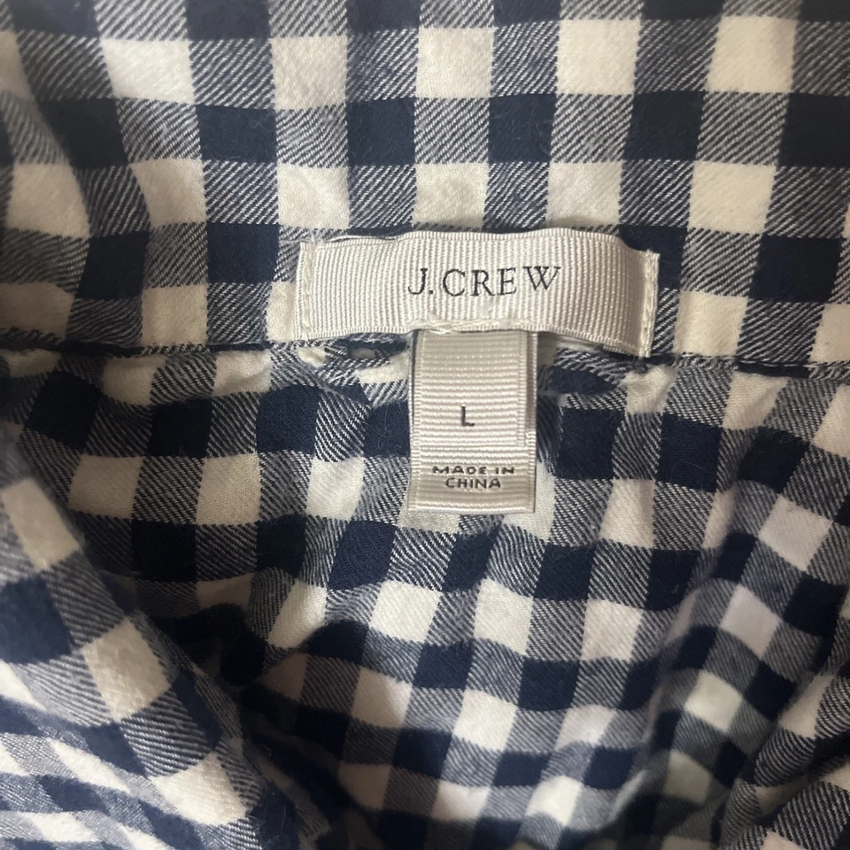 Conjunto de pijama de franela para mujer J.Crew talla L azul blanco a rayas manga larga ropa de dormir Foto 2 de 4
