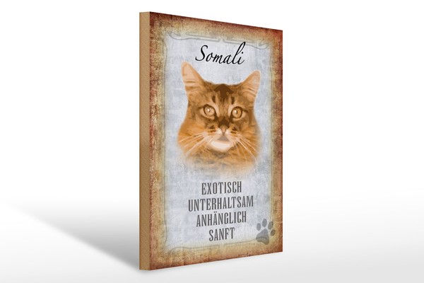 Holzschild Spruch 30X40 Cm Somali Katze Geschenk Wanddeko Deko Schild-image