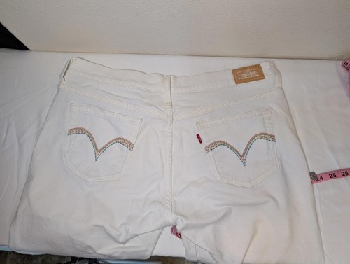 Jeans donna Capri bianchi Levi's 515 usati in ottime condizioni taglia 12 - tasche posteriori ricamate - Foto 4 di 6