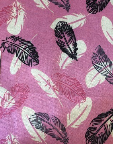 PUL Waterproof Fabric 1/2 Metre Nappies Sanitary Pads Pink feathers