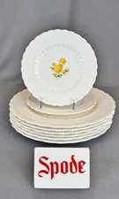8 Pc Spode's Jewel GOLDEN BALL Yellow Rose 9 ⅛” Luncheon +Bread Plates c. 1930's