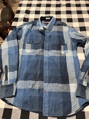 Mens Tommy Hilfiger Long Sleeve Button Shirt Indigo Yarns Size M Nice Colors - Picture 10 of 10