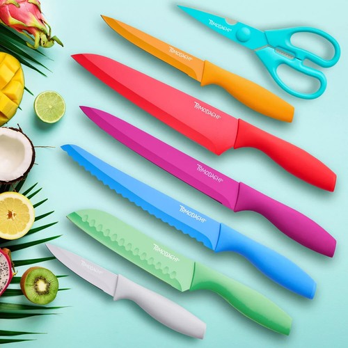 Tomodachi Jewels 13-Piece Knife Set with 6 Matching Blade Guards and Kitchen She - Picture 1 of 5