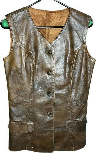 Vintage Irvington Place Sportswear By Lili Size 11 Leather Button Up Vest