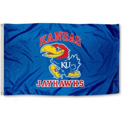 KANSAS JAYHAWKS 3'X5' FLAG BANNER ***100% FULL COLOR ON BOTH SIDES OF FLAG***