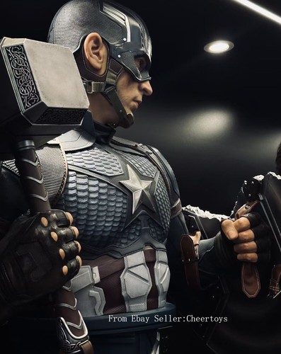 QS 1/1 Capitán América Marvel Iron Man Largo Largo Chris Evans QUEEN STUDIOS - Imagen 8 de 8