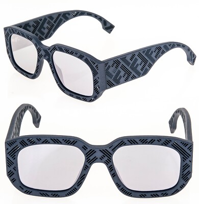 FENDI SHADOW 40113 Gray Silver Mirror Fashion Square Sunglasses